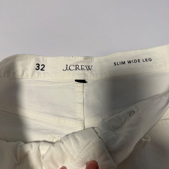 J. Crew Slim Wide Leg Crop Jeans Women Size 32 White Raw Hem High Rise - Picture 5 of 11